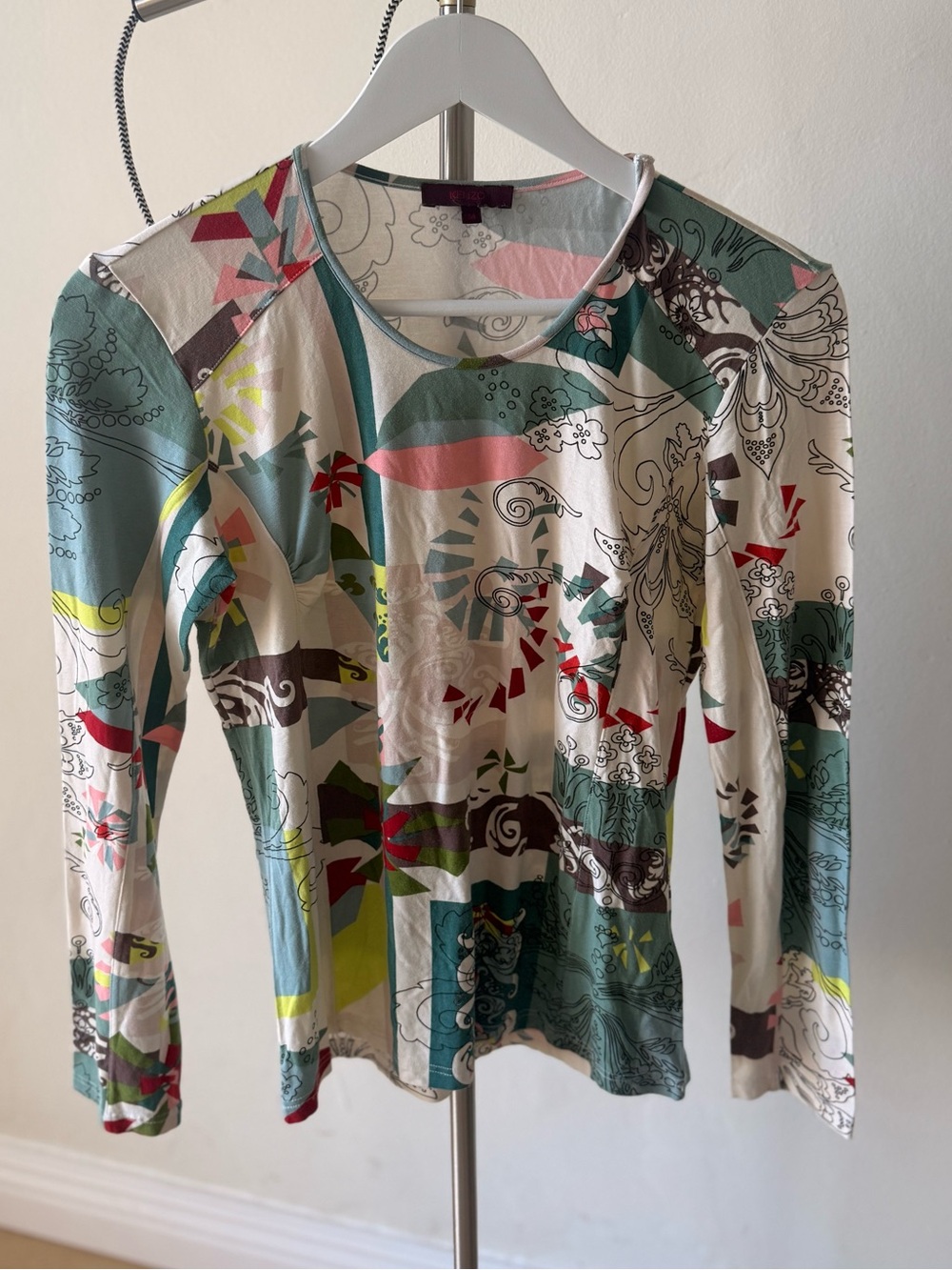 Kenzo Multicolor Abstract Print Long-Sleeve Tee